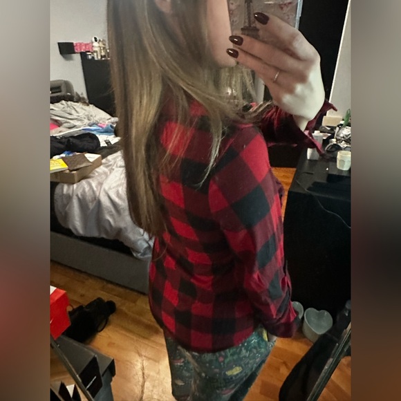 Ardene Red Plaid Long Sleeve - Picture 6 of 9